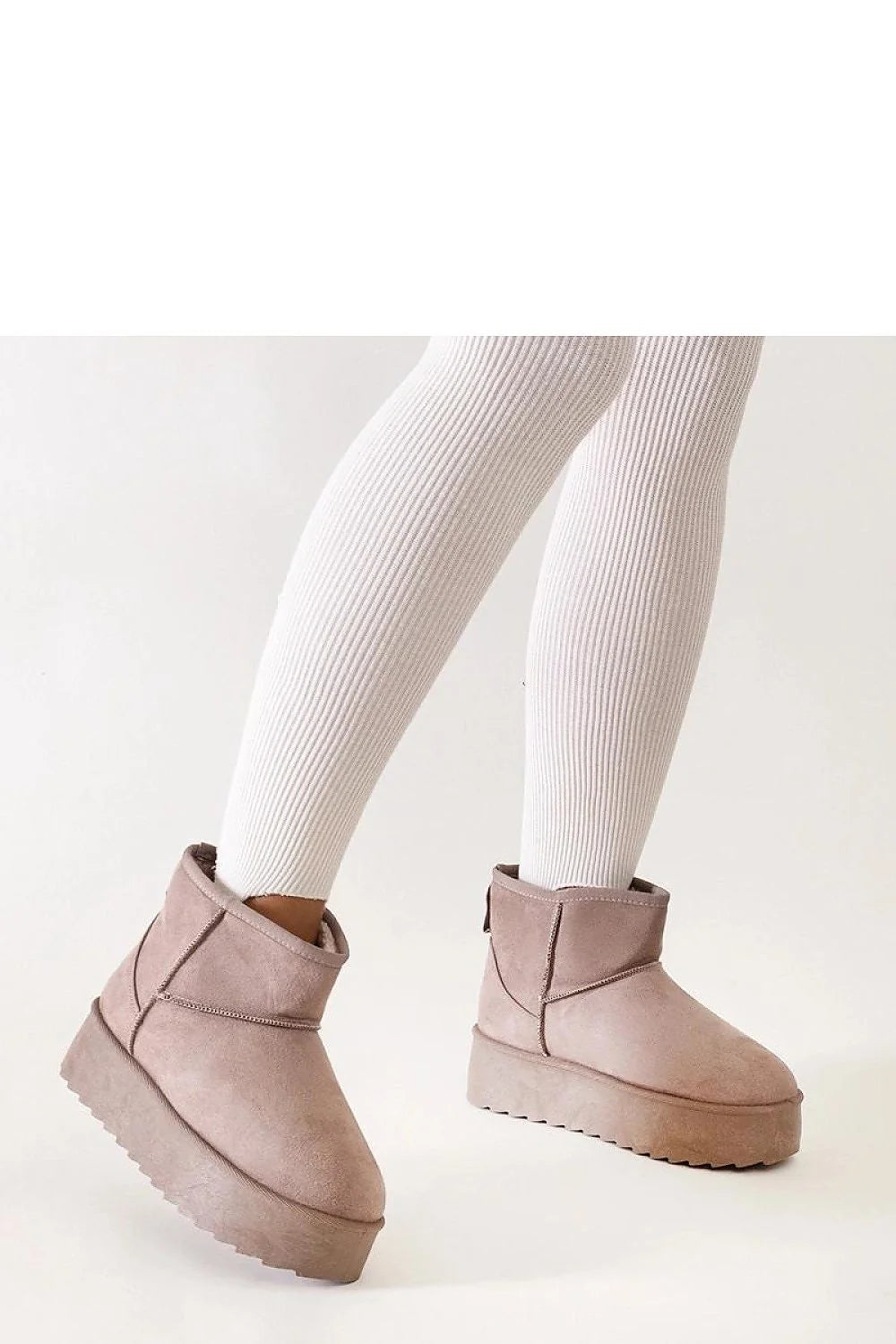 Bottines neige femmes style moderne taupe cuir synthétique basse semelle épaisse automne hiver tendance confortable