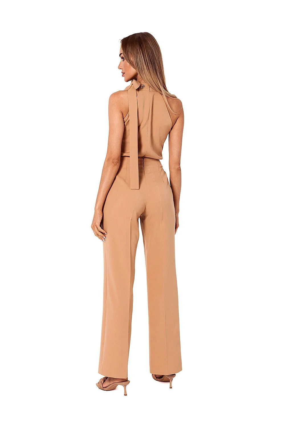 Combinaison Moe femme élégante verte sans manches col montant élastique taille ajustable polyester élasthanne