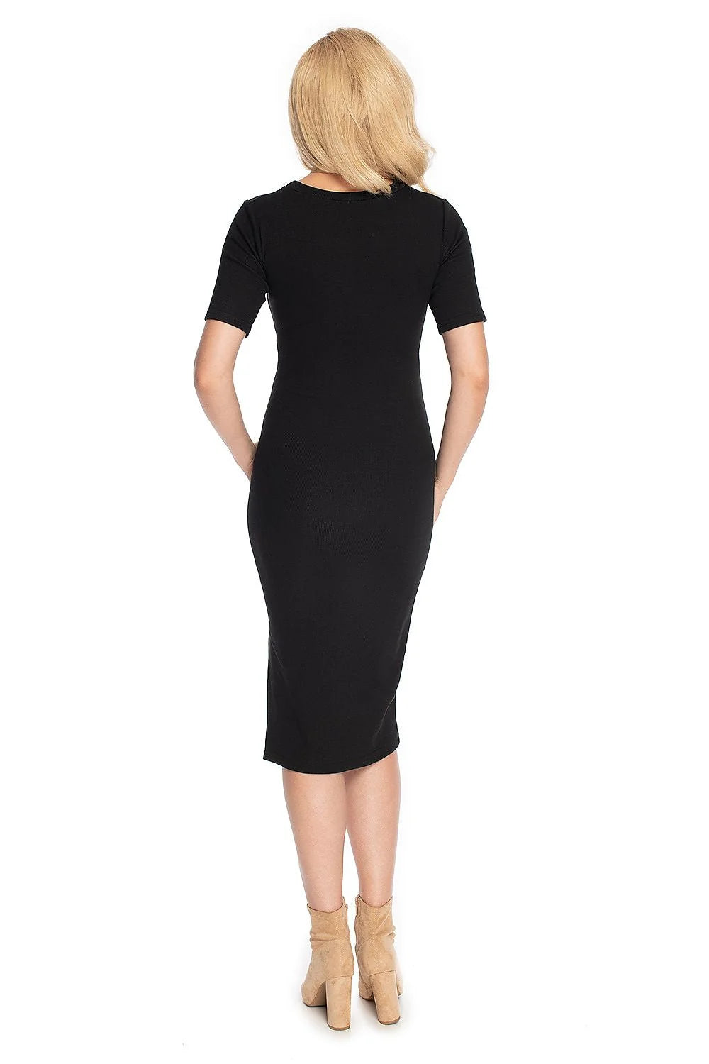 Robe maternité coton stretch élégante manches mi-longues col rond confort douceur pour futures mamans