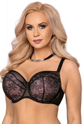 Soutien-gorge rembourré Vena élégant en dentelle noire et rose, bonnets balconnette, ajustables, confort maximal, lingerie féminine