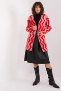 Cardigan femme style moderne motif zigzag couleurs vives manches longues coupe ample sans fermeture