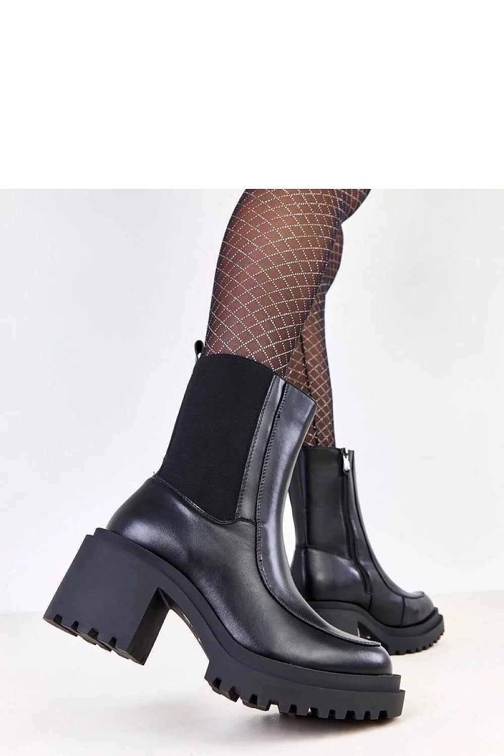 bottines femme mi mollet talon bloc stable bout arrondi semelle crantée antidérapante cuir synthétique zip empiècement élastique doublure chaude confort