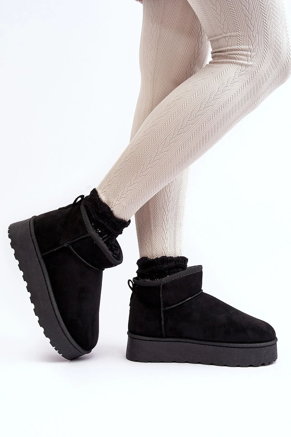 Bottes de neige pour femmes style casual cuir suédé écologique fourrure intérieure plateforme caoutchouc antidérapante hiver 2023