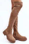 Bottes cuissardes en suédine marron élégantes et confortables pour femmes modernes automne hiver tendance chic