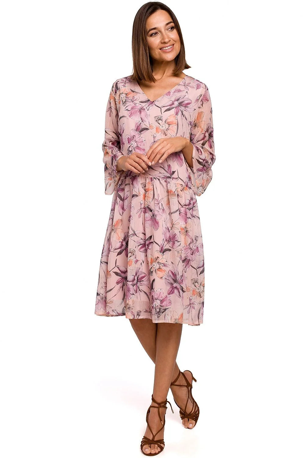 Robe de jour en mousseline de soie fleurie ample élégante pour femmes journées chaudes 2023