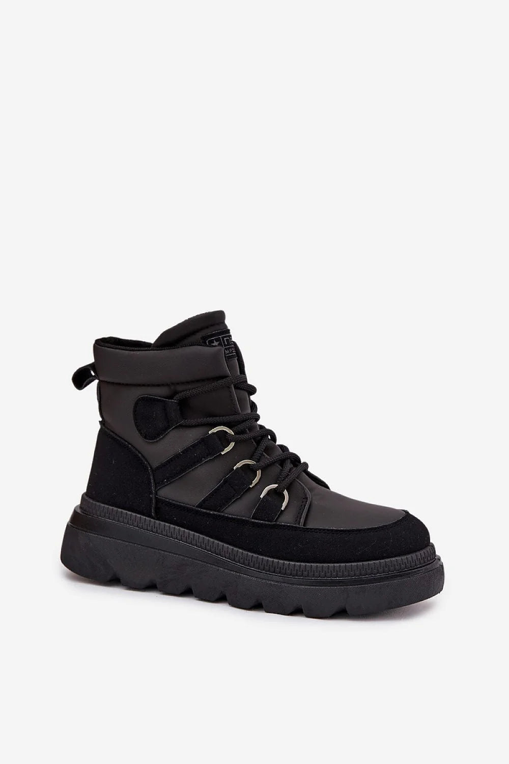 bottines montantes femme doublées fourrure synthétique simili cuir suédine col matelassé lacets fermeture éclair plateforme épaisse semelle crantée adhérence confort