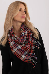 Foulard à carreaux multicolore élégant en coton mixte, style bohème, franges, pour femmes, accessoire polyvalent, tendance mode automne-hiver