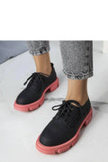 Chaussures basses pour femmes style derby cuir synthétique noir semelle rose audacieuse moderne confortable