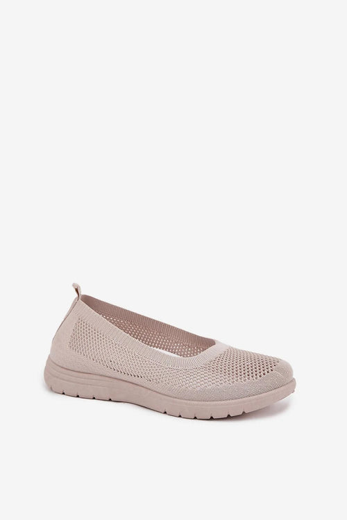 ballerines femme maille respirante tricotée nude beige tige perforée col élastique coutures invisibles semelle compensée légère antidérapante mousse amorti confortable