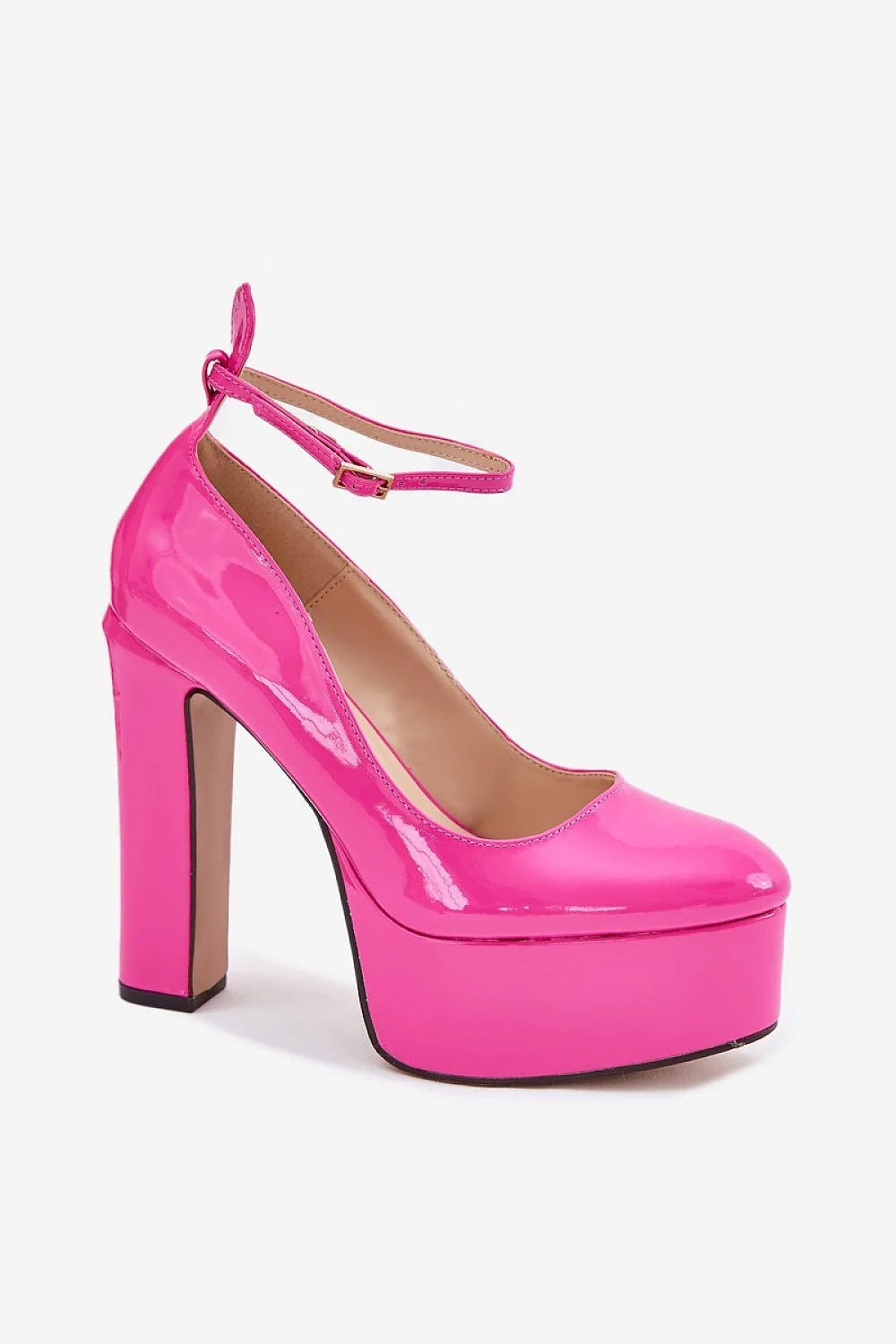 Escarpins plateforme talon large style audacieux couleur rose vif matériau verni femmes confortable occasion spéciale chaussures mode