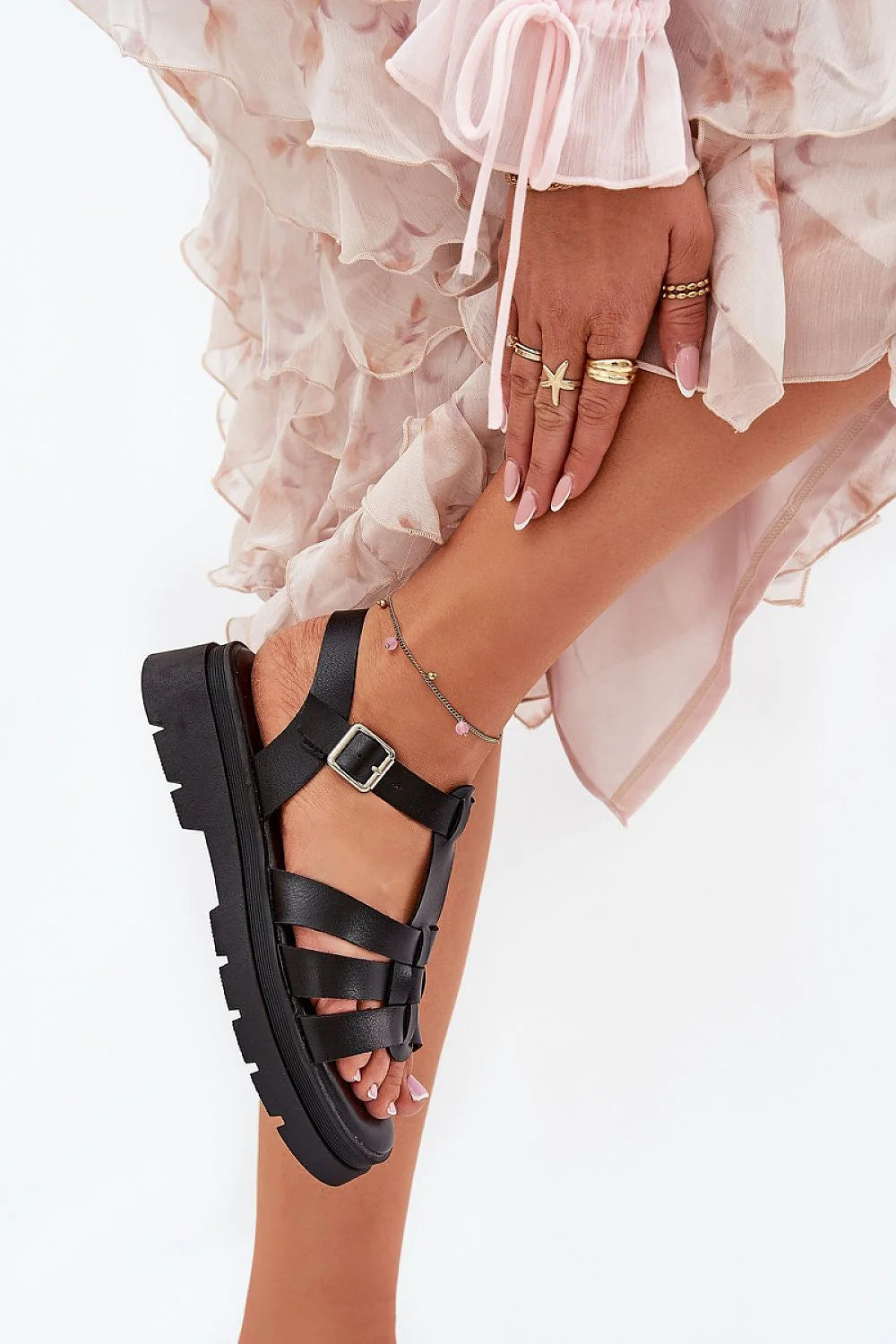 Sandales pour femmes style moderne设计, confortables, plateforme 3cm, cuir artificiel, ajustables, métal argenté, chaîne ornementale, semelle caoutchouc, idée cadeau été, sandales estivales, mariage, soirées, mode féminine