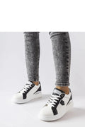baskets femme basses blanches noires cuir synthétique urbaines confortables rembourrées semelle épaisse amorti antidérapante lacets métalliques coutures hexagone