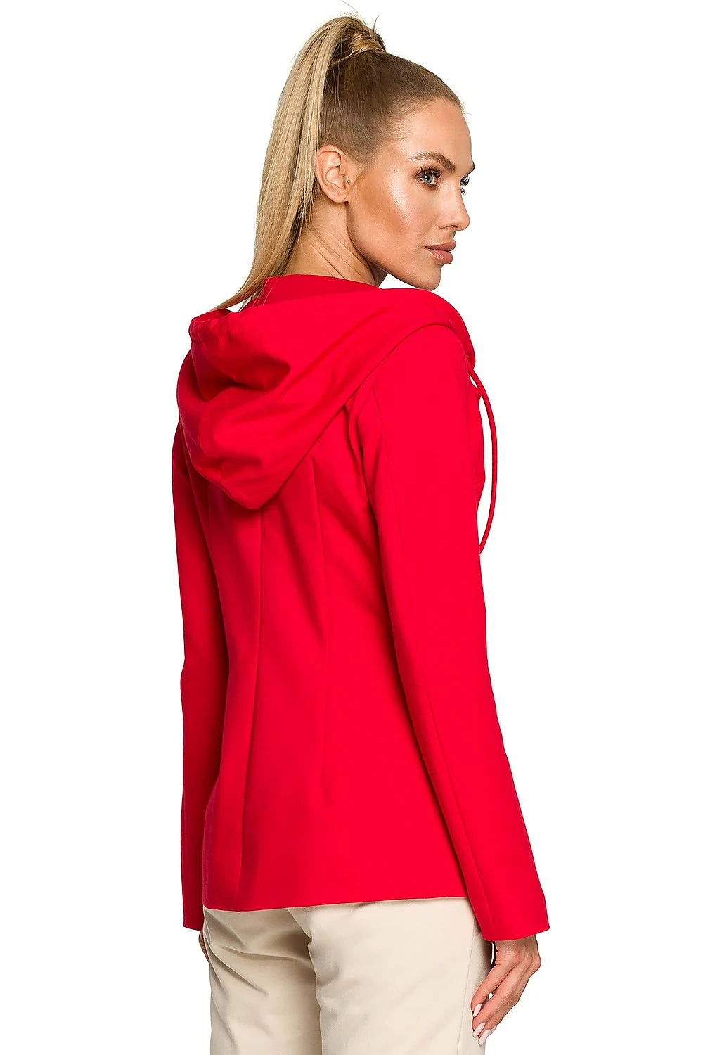 Veste blazer femme Moe en coton élasthanne tricotée hooded poches vert vif modern chic