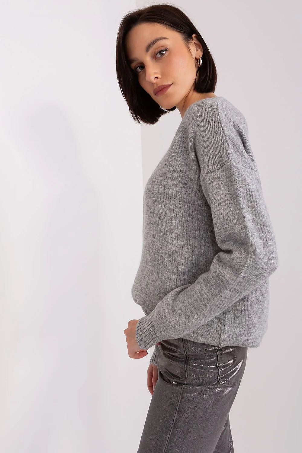 Pull et pantalon Rue Paris classique moderne acrylique tricot col V manches longues Coupe ample style casual