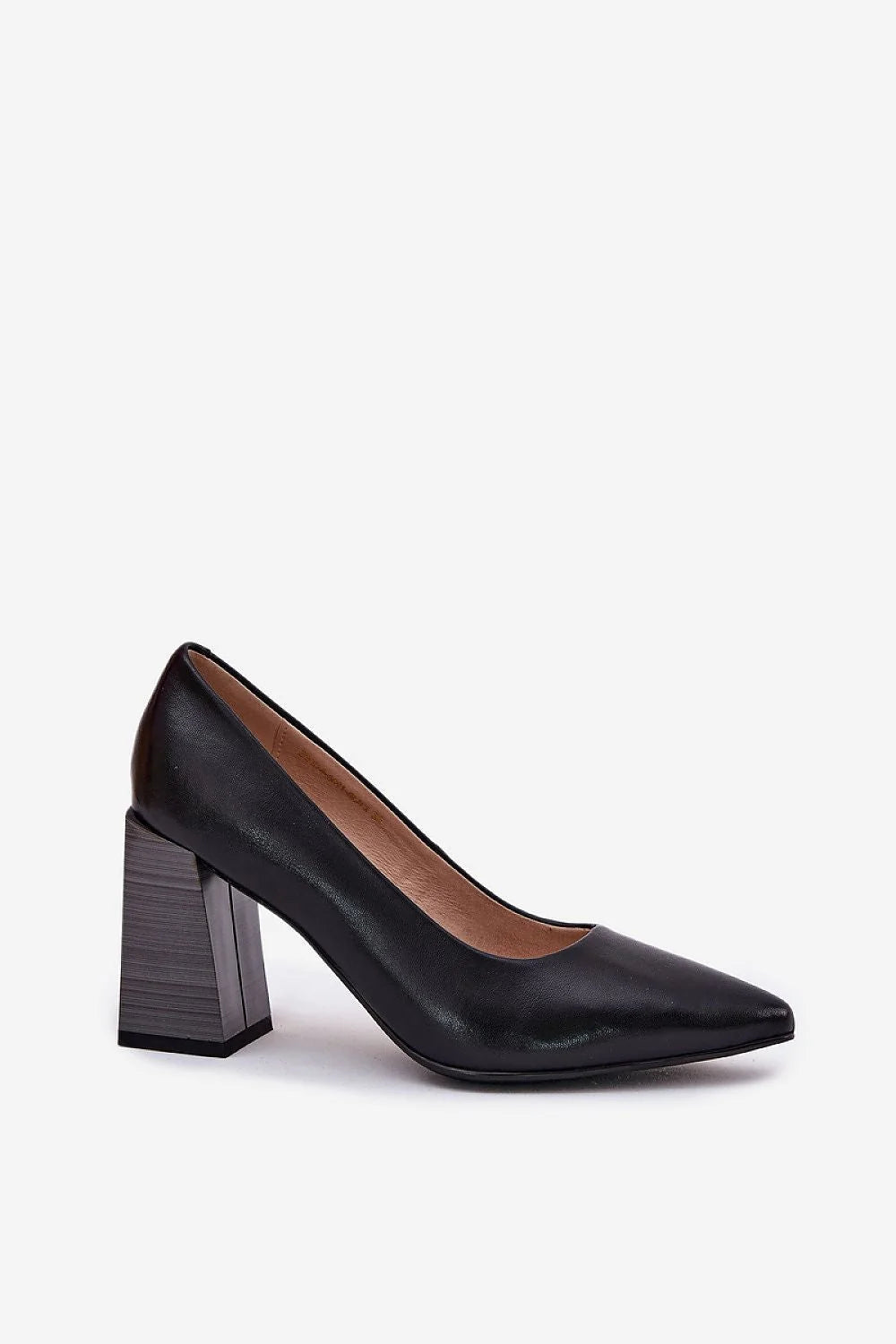 Escarpins talon large cuir naturel design classique élégance noire pointu confort bureau soir femmes