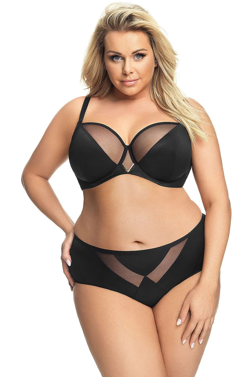 Soutien-gorge Gorsenia polyamide élasthanne noir armatures design moderne élégance confort bonnets structurés bretelles ajustables ornement glissière latérale diverses