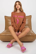 Sweatshirt oversized femme style new york graphique statue liberté mules rose confortable mode urbain tendance