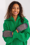 Sweater and gloves ensemble for women, vibrant green, oversize fit, geometric patterned gloves, soft fabric, winter outfits