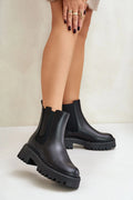Bottines Jodhpur Step in Style cuir noir semelle épaisse Chelsea boots femmes tige montante style urbain