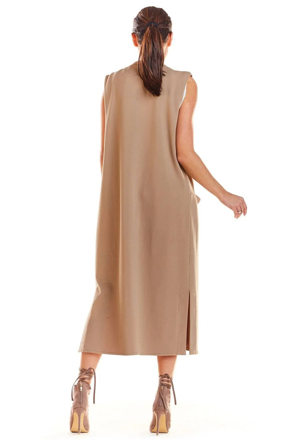 Gilet long sans manches coton polyester moderne élégant pour femmes tenue mode décontractée polyvalente été