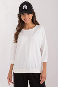 Sweatshirt femme embossé 'nice' casual moderne tissu doux coupe ample manches 3/4 femmes
