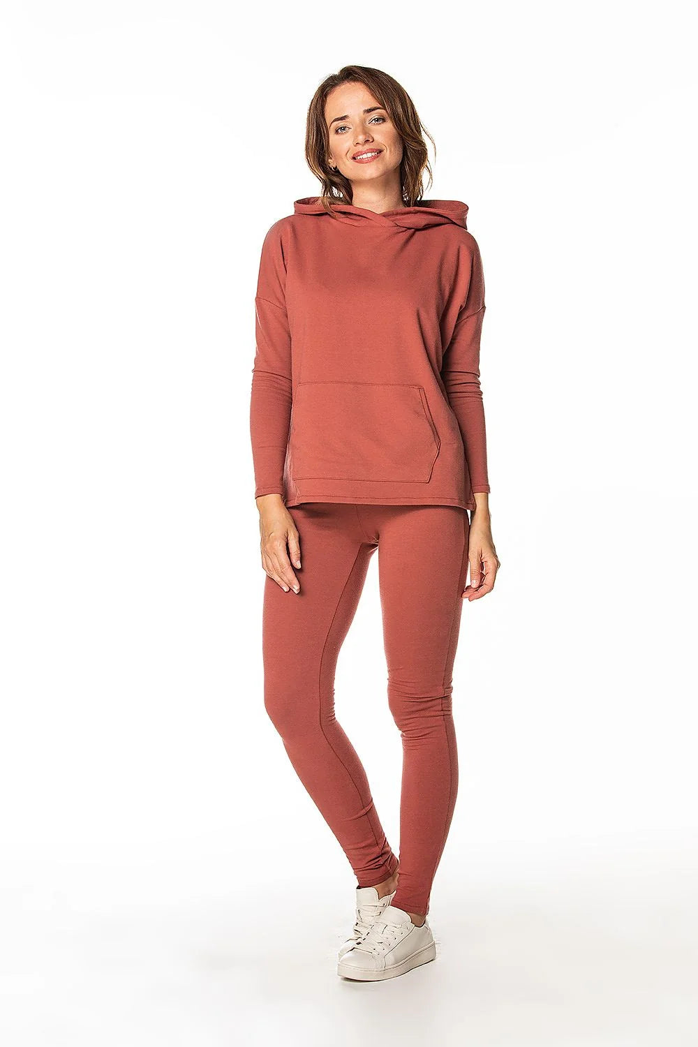 Pantalon survêtement Tessita tricot coton polyester taille ajustable confortable pantalon legging femme style décontracté couleur terracotta