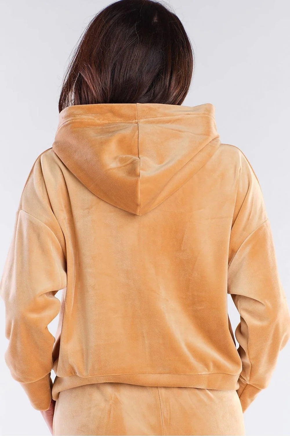 Sweatshirt femme velours rose vif style décontracté chic confortable coupe ample capuche poches pratiques