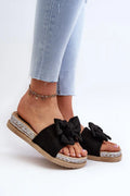 Sandales féminines ouvertes à l'avant nœud décoratif cuir suédé écolo plateforme 3.5cm style estival tendance