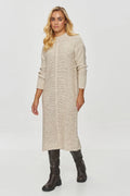 Robe de jour Makadamia en maille longue manches longues col rond beige clair pour femme élégance intemporelle