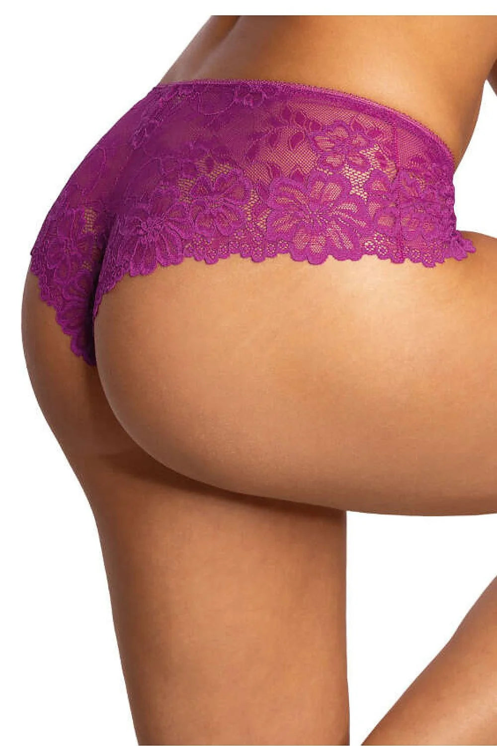 Culotte en dentelle transparente fuchsia motifs floraux satin bow waist cotton gusset lingerie féminine élégante