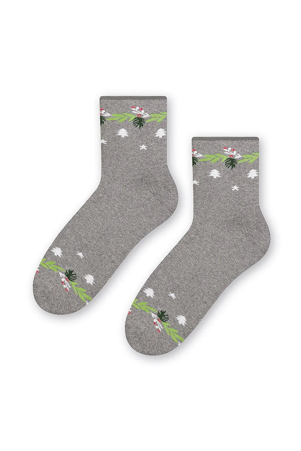 Chaussettes Steven en coton éponge, motif hivernal, bleu marine, rouge, vert, femme, confort, style festif, longueur moyenne, bords renforcés, élasthanne, polyamide, métallique, cadeau Noel