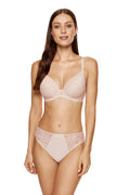 Soutien-gorge rembourré Gorteks beige rosé dentelle florale tissu élastique ajustement parfait lingerie féminine moderne