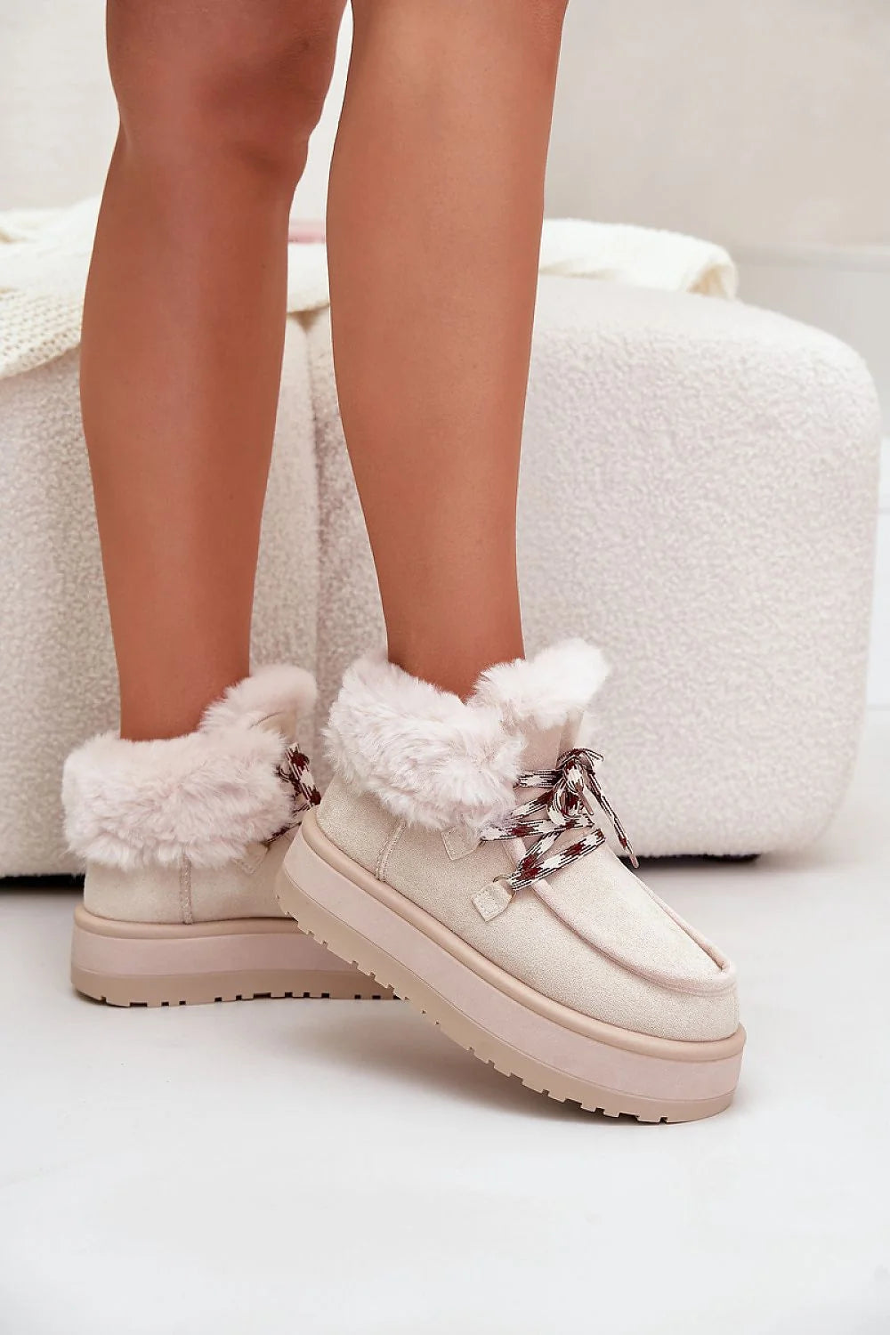 Bottes de neige pour femmes style moderne cuir écologique doublure fourrure plateforme confort hiver promenades quotidiennes