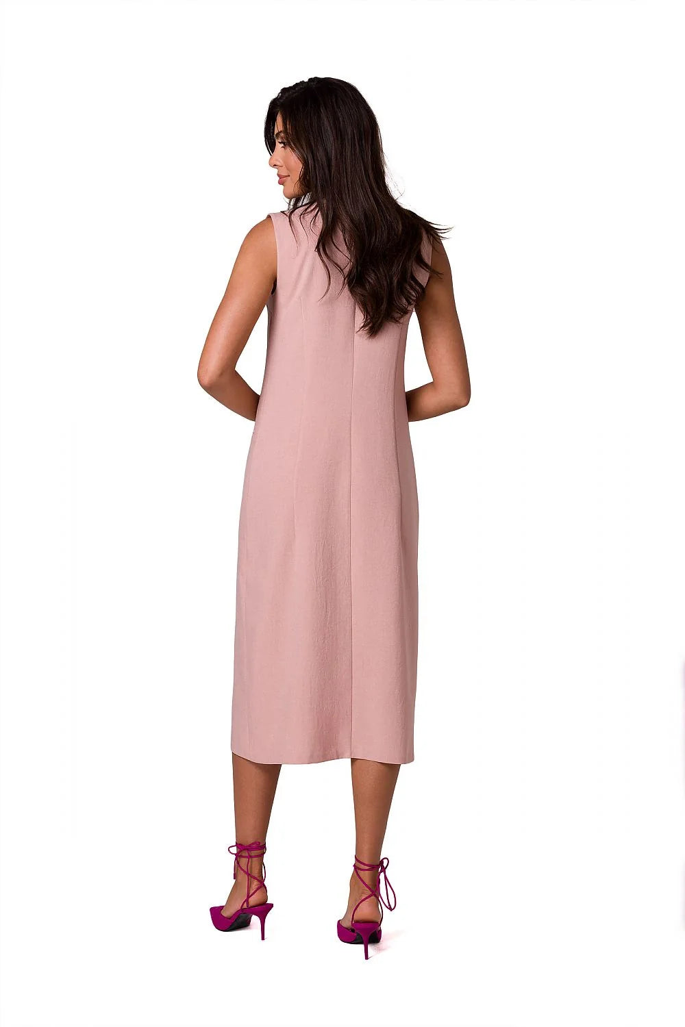 Robe blazer sans manches style élégant pour femme, coupe ajustée, blanche, polyester, occasion formelle, été
