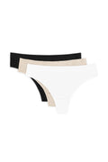 pack trois strings coton coupe ajustée taille basse échancrée dos minimal maintien large bande élastique confortable quotidien gousset oekotex certifié