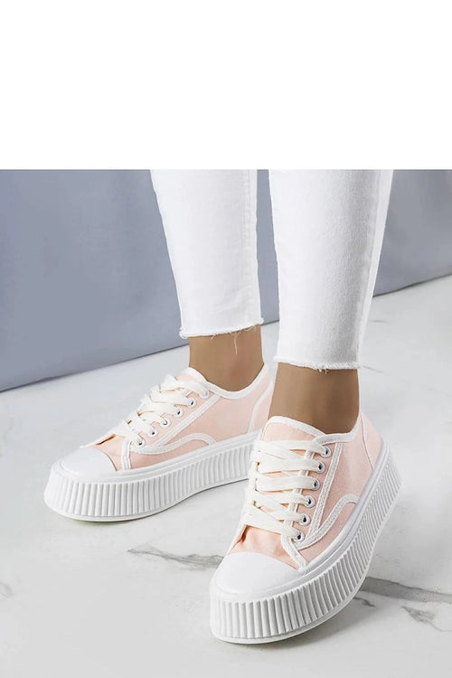Baskets pour femmes design moderne couleur rose pâle semelle épaisse tige en toile confortable style casual