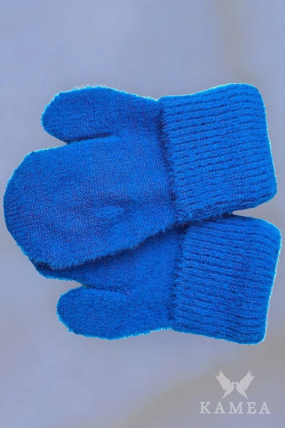Mitaines féminines Kamea style classique enveloppant polaire doublé bleu vif poignet côtelé tissu tricoté confort hiver