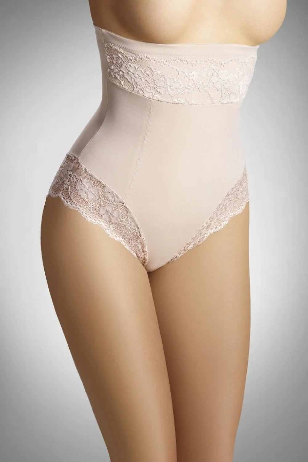 culotte gainante taille haute dentelle nude microfibre élasthanne polyamide galbante maintien silhouette affinée lisse invisible confort satinée élégante
