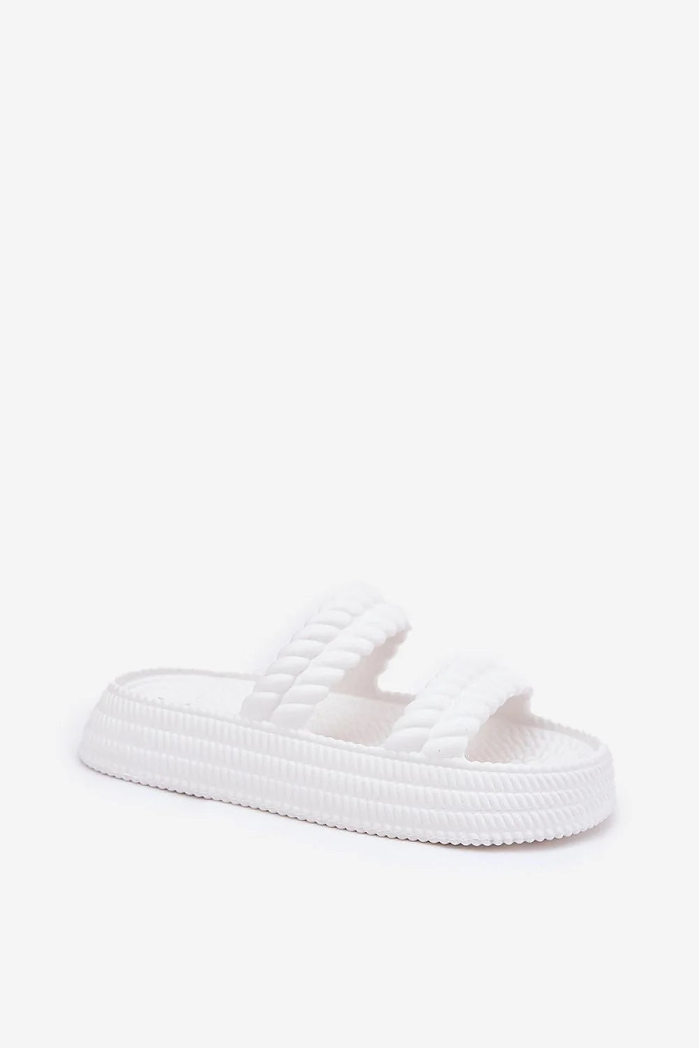 Sandales femme style décontracté été 2023 lanières torsadées confort plateau 4cm blanc synthétique respirant plage piscine vacation