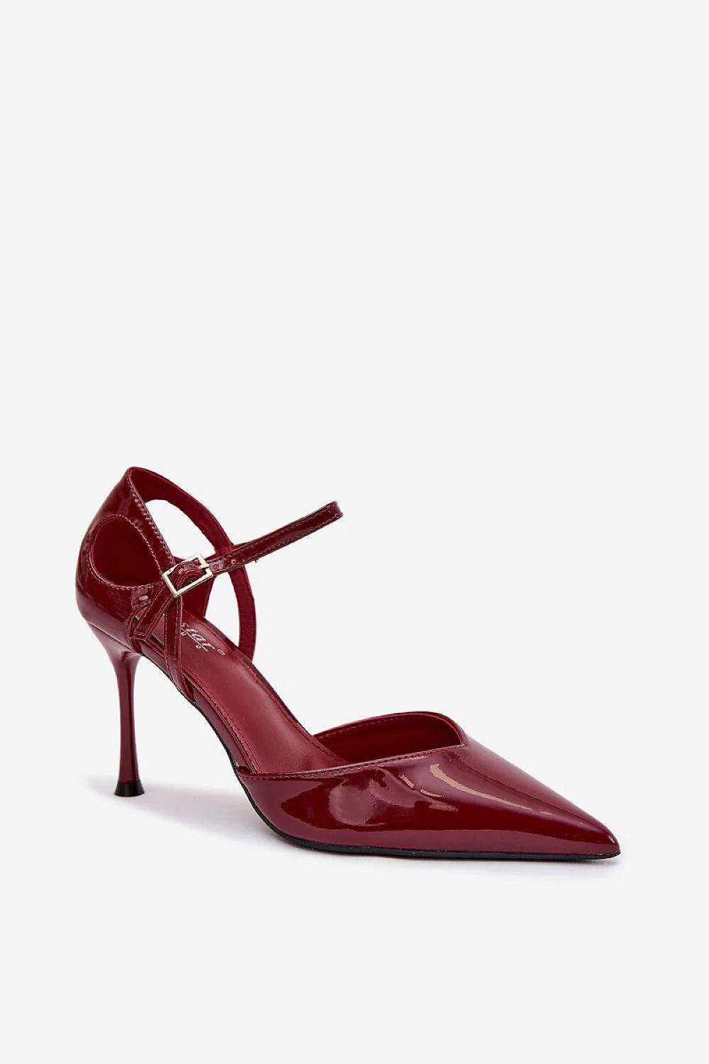 escarpins femme similicuir vernies bordeaux bride cheville réglable boucle talon aiguille haut bout pointu élégants