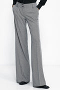 Pantalon à jambes larges élégant pour femme, style moderne, taille haute, motif chevrons, polyuréthane, polyester, viscose, confort, occasion spéciale, tenue professionnelle