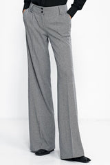 Pantalon à jambes larges élégant pour femme, style moderne, taille haute, motif chevrons, polyuréthane, polyester, viscose, confort, occasion spéciale, tenue professionnelle