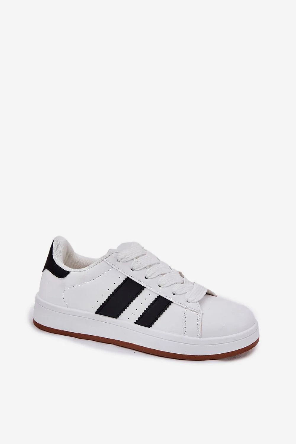 Chaussures de sport tendance pour femmes en simili cuir blanc et noir, semelle amortie, style classique, confort maximal, baskets modernes