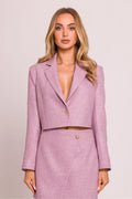 Veste élégante court style intemporel coupe ajustée blazer femme tissu高品质 cœur bouton Poland polyester rayon spandex