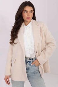manteau boucle blazer femme automne hiver élégant chic confortable texturé structuré revers boutonné longueur standard manches longues polyester