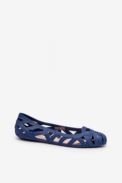 Ballerines femmes design moderne tressé confortables semelle plate couleur bleu marine matériau synthétique respirant