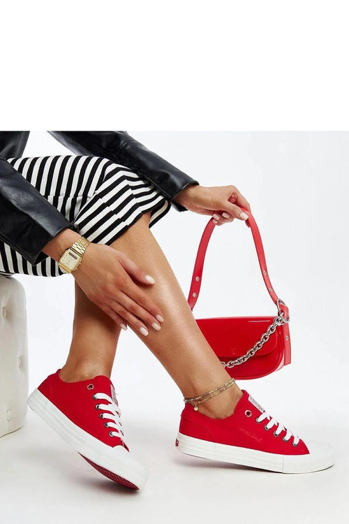 Baskets sneakers basses pour femmes style casual rouge vif toile caoutchouc lacets blancs confortables occasion quotidienne mode moderne