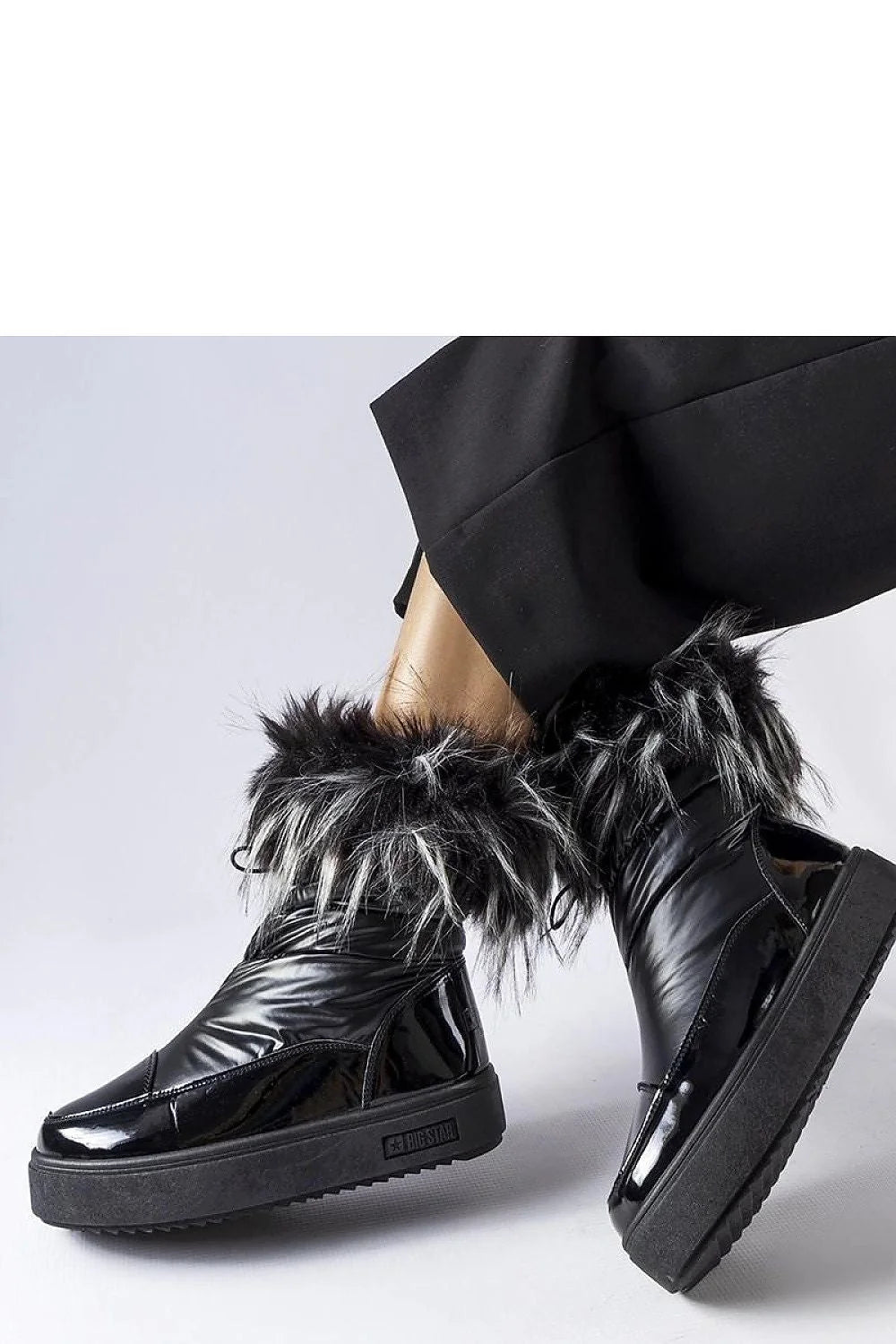 Bottes de neige pour femmes style urbain chic cuir verni noir fourrure faux multicolore semelle épaisse confortable hiver