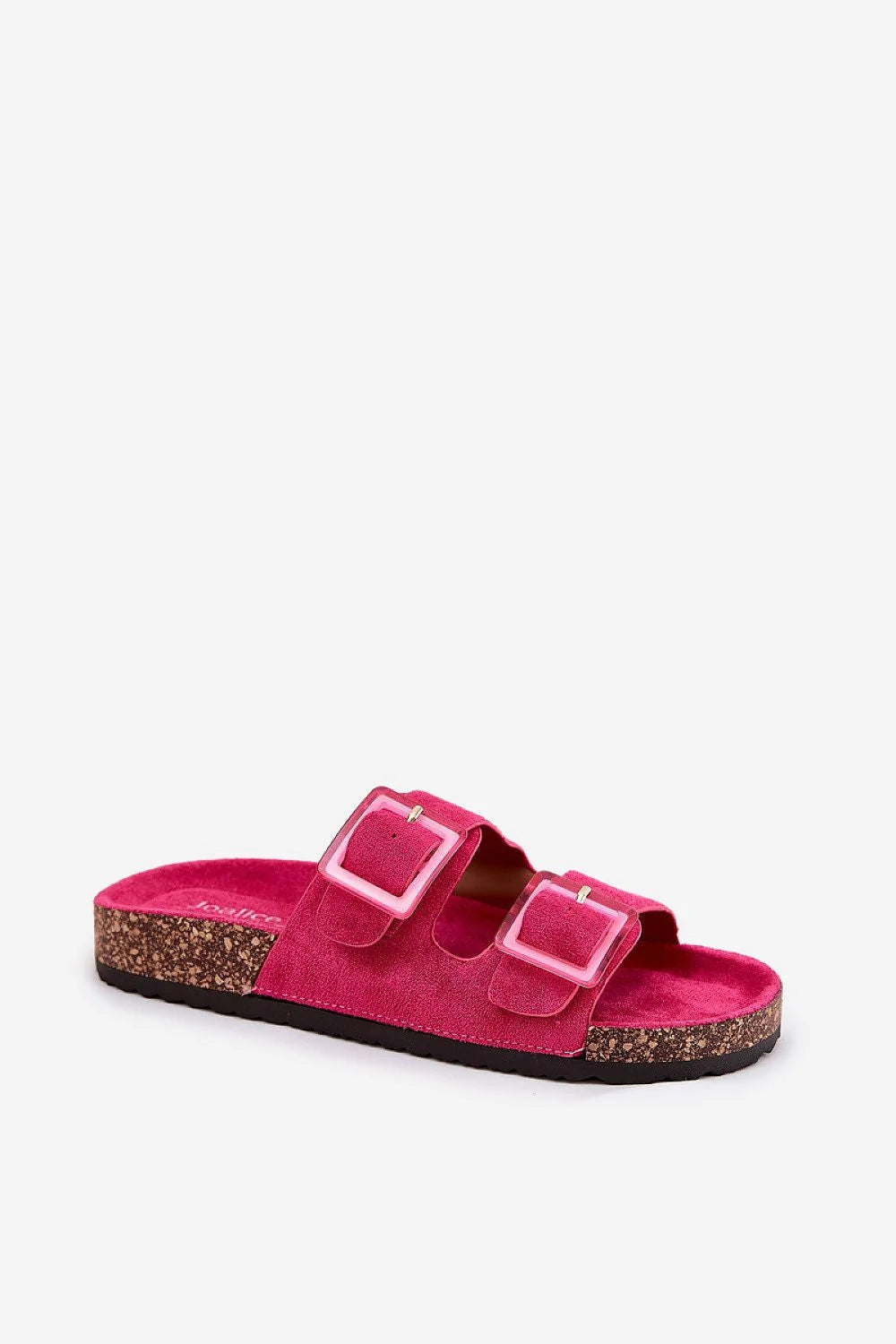 Sandales féminines modernes style tendance cuir suédé rose vif confort Cork semelle橡胶 femme été occasion quotidienne