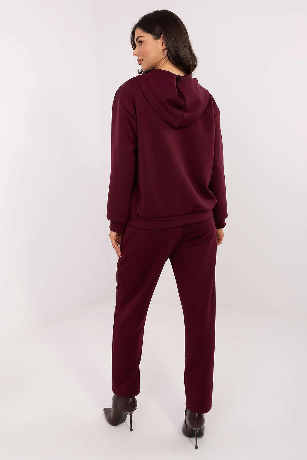 ensemble survêtement femme bordeaux athleisure bomber zippée capuche matelassé satiné molletonné extensible pantalon taille haute fuselées poches broches